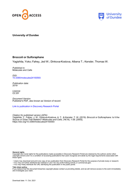 Broccoli Or Sulforaphane: Is It the Source Or Dose That Matters? Molecules and Cells, 24(19), 1-38