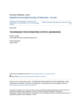 Techniques for Estimating Coyote Abundance