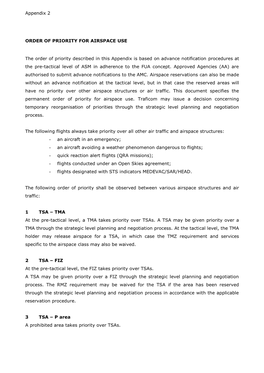 Appendix 2 ORDER of PRIORITY for AIRSPACE USE