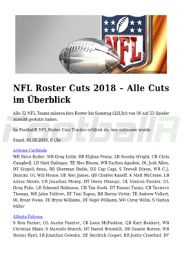 NFL Roster Cuts 2018 &#8211