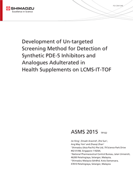 Development of Un-Targeted Screening Method for Detection of Synthetic PDE-5 Inhibitors and Analogues Adulterated in Health Supplements on LCMS-IT-TOF