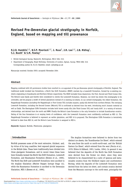 Revised Pre-Devensian Glacial Stratigraphy in Norfolk, England, Based on Mapping and Till Provenance