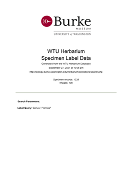 WTU Herbarium Specimen Label Data