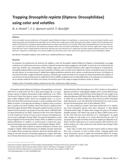 Trapping Drosophila Repleta (Diptera: Drosophilidae) Using Color and Volatiles B