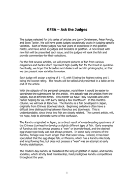 GFSA – Ask the Judges