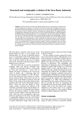 Structural and Stratigraphic Evolution of the Savu Basin, Indonesia