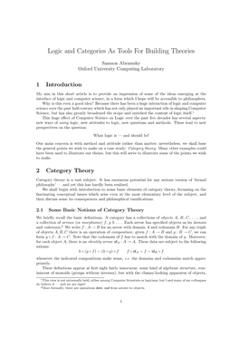 Logic and Categories As Tools for Building Theories