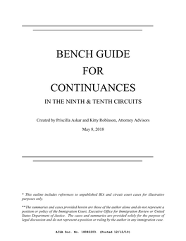 Bench Guide for Continuances in the Ninth & Tenth Circuits