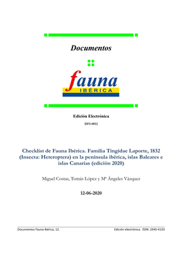 Familia Tingidae. Página 1 Documentos Fauna Ibérica