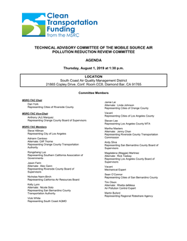 August 1, 2019 MSRC-TAC Agenda