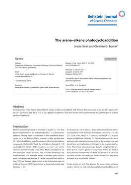 The Arene–Alkene Photocycloaddition