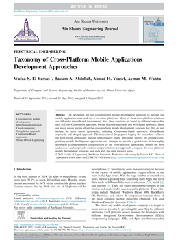 Taxonomy of Cross-Platform Mobile Applications Development Approaches