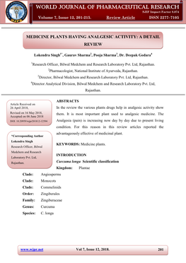 World Journal of Pharmaceutical Research SJIF Impact Factor 8.074 Lokendra Et Al