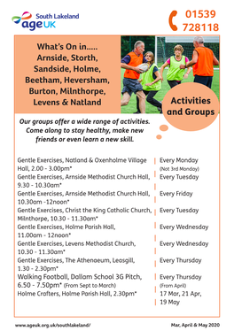 Activities and Groups What's on In...Arnside, Storth, Sandside