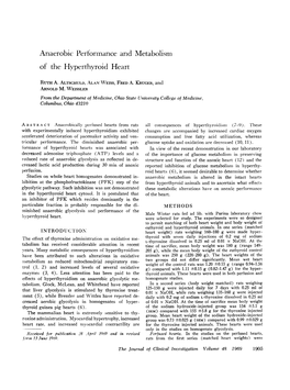 Anaerobic Performance and Metabolism of the Hyperthyroid Heart