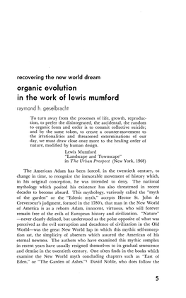 Organic Evolution in the Work of Lewis Mumford 5