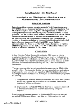 Army Regulation 15-6: Final Report Investigation Into FBI Allegations Of