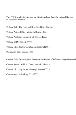 Excess Capital Flows and the Burden of Inflation in Open Economies