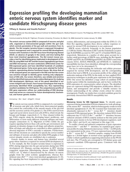 Expression Profiling the Developing Mammalian Enteric Nervous System Identifies Marker and Candidate Hirschsprung Disease Genes