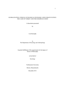 Globalization, Unequal Ecological Exchange, and Climate Justice: the Case of Turkey and the European Union