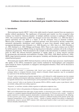 Section 4. Guidance Document on Horizontal Gene Transfer Between Bacteria