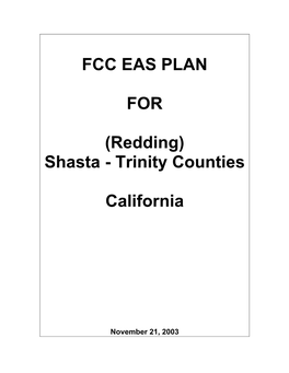 FCC EAS PLAN for (Redding) Shasta