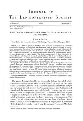 Phylogeny and Biogeography of Euphyes Scudder (Hesperiidae)