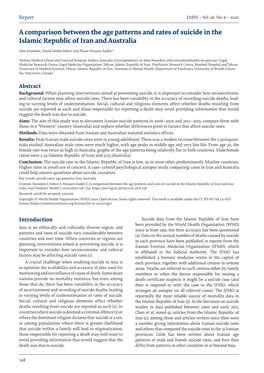 A Comparison Between the Age Patterns and Rates of Suicide in the Islamic Republic of Iran and Australia