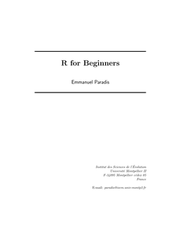 R for Beginners