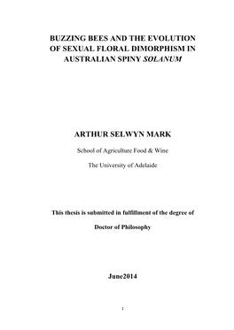 Buzzing Bees and the Evolution of Sexual Floral Dimorphism in Australian Spiny Solanum