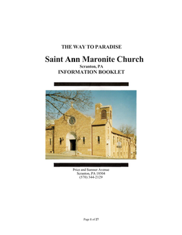 Saint Ann Maronite Church Information Booklet