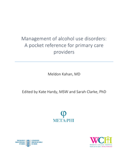 Management of Alcohol Use Disorders: a Pocket Reference for Primary Care Providers