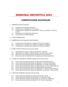 Memoria Deportiva 2001