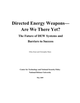 Directed Energy Weapons—