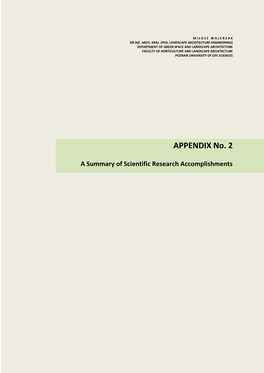 APPENDIX No. 2 - a Summary of Scientific Research Accomplishments