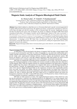 Magneto Static Analysis of Magneto Rheological Fluid Clutch