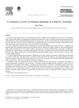 A Centenary Review of Transport Planning in Canberra, Australia