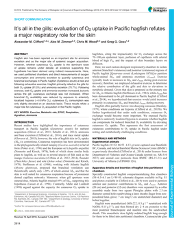 Evaluation of O2 Uptake in Pacific Hagfish Refutes a Major Respiratory Role for the Skin Alexander M