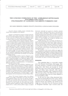 THE CONCESIO FORMATION of the LOMBARDIAN RIFTED BASIN (Southern ALPS, Rtaly)