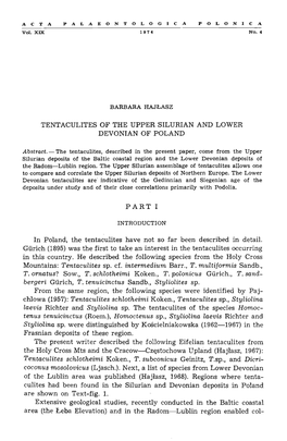 Tentaculites of the Upper Silurian and Lower Devonian of Poland