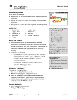 Teacher Notes Science Nspired