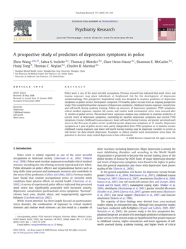 A Prospective Study of Predictors of Depression Symptoms in Police