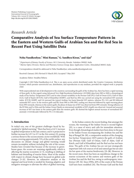 Comparative Analysis of Sea Surface Temperature Pattern in the Eastern and Western Gulfs of Arabian Sea and the Red Sea in Recent Past Using Satellite Data