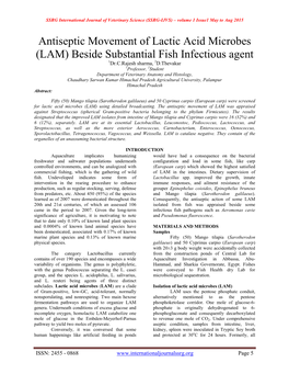 Antiseptic Movement of Lactic Acid Microbes