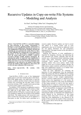 Recursive Updates in Copy-On-Write File Systems - Modeling and Analysis