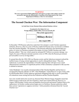 The Second Chechen War: the Information Component