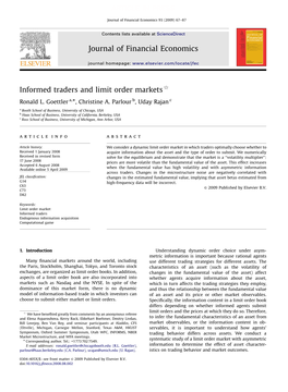 Informed Traders and Limit Order Markets$