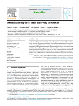 Intracellular Peptides: from Discovery to Function