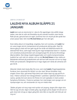 Lalehs Nya Album Släpps 21 Januari