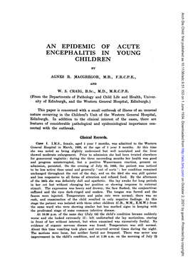 An Epidemic of Acute Encephalitis in Young Children